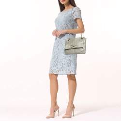 مملوكة مسبقًا CH Carolina Herrera Silver Monogram Embossed Leather Audrey Shoulder Bag