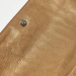 Pre Owned CH Carolina Herrera Gold Monogram Embossed Leather Audrey Chain Clutch