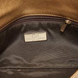 Pre Owned CH Carolina Herrera Gold Monogram Embossed Leather Audrey Chain Clutch