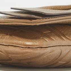 Pre Owned CH Carolina Herrera Gold Monogram Embossed Leather Audrey Chain Clutch