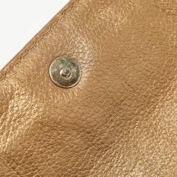 Pre Owned CH Carolina Herrera Gold Monogram Embossed Leather Audrey Chain Clutch