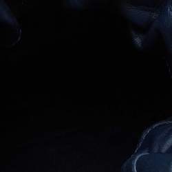 Pre Owned CH Carolina Herrera Blue Monogram Embossed Leather String Bucket Bag