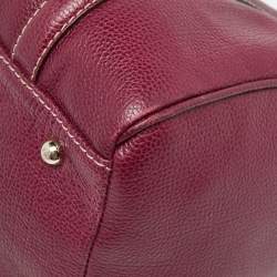 Pre Owned CH Carolina Herrera Purple Leather Andy Boston Bag