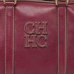 Pre Owned CH Carolina Herrera Purple Leather Andy Boston Bag