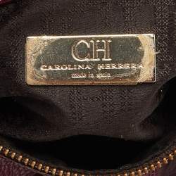 Pre Owned CH Carolina Herrera Purple Leather Andy Boston Bag