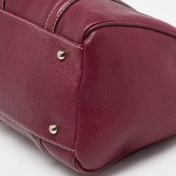 Pre Owned CH Carolina Herrera Purple Leather Andy Boston Bag