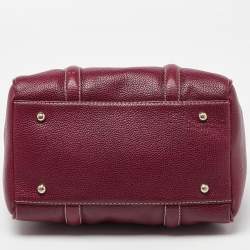 Pre Owned CH Carolina Herrera Purple Leather Andy Boston Bag
