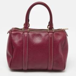 Pre Owned CH Carolina Herrera Purple Leather Andy Boston Bag