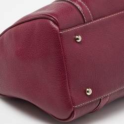 Pre Owned CH Carolina Herrera Purple Leather Andy Boston Bag