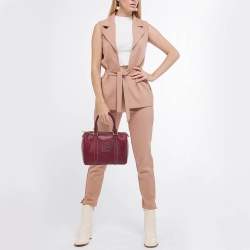 Pre Owned CH Carolina Herrera Purple Leather Andy Boston Bag