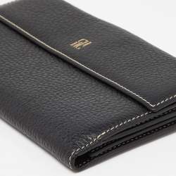 Pre Owned CH Carolina Herrera Black Leather Continental Wallet
