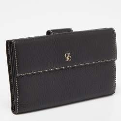 Pre Owned CH Carolina Herrera Black Leather Continental Wallet