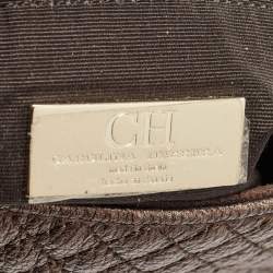 Pre Owned CH Carolina Herrera Bronze Quilted Leather Flap Chain Shoulder Bag