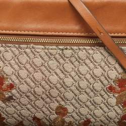 Pre Owned CH Carolina Herrera Brown Signature Canvas and Leather Strap Clutch 