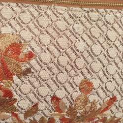 Pre Owned CH Carolina Herrera Brown Signature Canvas and Leather Strap Clutch 
