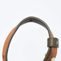 Pre Owned CH Carolina Herrera Brown Signature Canvas and Leather Strap Clutch 