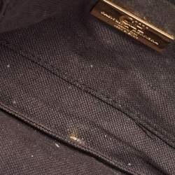 Pre Owned CH Carolina Herrera Brown Signature Canvas and Leather Strap Clutch 