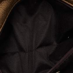 Pre Owned CH Carolina Herrera Gold Monogram Leather Bow Chain Clutch