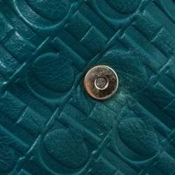 مملوكة مسبقًا CH Carolina Herrera Green Monogram Embossed Leather Bow Shoulder Bag