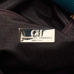 مملوكة مسبقًا CH Carolina Herrera Green Monogram Embossed Leather Bow Shoulder Bag