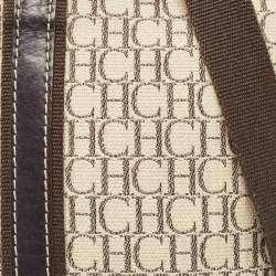 CH Carolina Herrera Dark Brown/Light Beige Monogram Canvas Small Messenger Bag