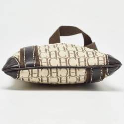 CH Carolina Herrera Dark Brown/Light Beige Monogram Canvas Small Messenger Bag