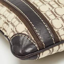 CH Carolina Herrera Dark Brown/Light Beige Monogram Canvas Small Messenger Bag