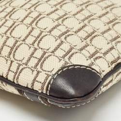 CH Carolina Herrera Dark Brown/Light Beige Monogram Canvas Small Messenger Bag