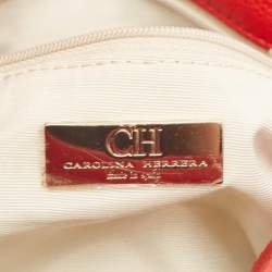 CH Carolina Herrera Red Monogram Embossed Leather Audrey Shoulder Bag