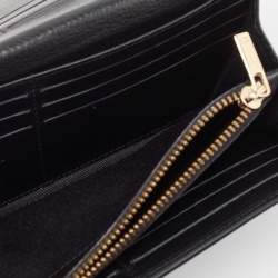 Pre Owned CH Carolina Herrera Black Leather Laser Cut Continental Wallet