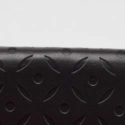 Pre Owned CH Carolina Herrera Black Leather Laser Cut Continental Wallet