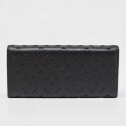 Pre Owned CH Carolina Herrera Black Leather Laser Cut Continental Wallet