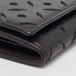 Pre Owned CH Carolina Herrera Black Leather Laser Cut Continental Wallet