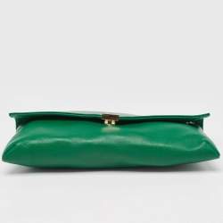 Pre Owned CH Carolina Herrera Green Leather Envelope Clutch