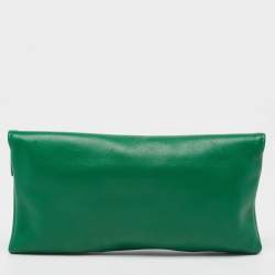 Pre Owned CH Carolina Herrera Green Leather Envelope Clutch