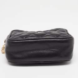 مملوكة مسبقًا CH Carolina Herrera Black Quilted Leather Mini Chain Crossbody Bag