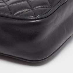مملوكة مسبقًا CH Carolina Herrera Black Quilted Leather Mini Chain Crossbody Bag