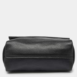 Pre Owned CH Carolina Herrera Black Leather Minuetto Flap Top Handle Bag
