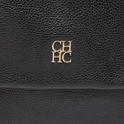Pre Owned CH Carolina Herrera Black Leather Minuetto Flap Top Handle Bag