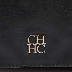 CH Carolina Herrera Black Leather New Baltazar Flap Shoulder Bag