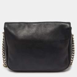 CH Carolina Herrera Black Leather New Baltazar Flap Shoulder Bag