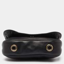 CH Carolina Herrera Black Leather New Baltazar Flap Shoulder Bag