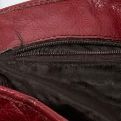 Pre Owned CH Carolina Herrera Red Monogram Embossed Leather Chain Hobo
