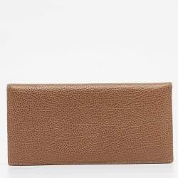 Pre Owned CH Carolina Herrera Beige Leather Long Bifold Wallet