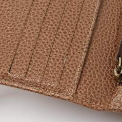 Pre Owned CH Carolina Herrera Beige Leather Long Bifold Wallet