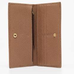 Pre Owned CH Carolina Herrera Beige Leather Long Bifold Wallet