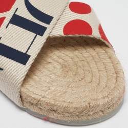 Pre Owned CH Carolina Herrera  Multicolor Canvas Crisscross Flat Slides Size 39   