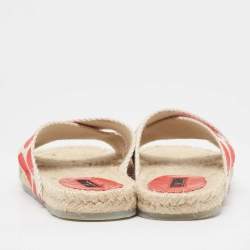 مملوكة مسبقًا CH Carolina Herrera Tricolor Canvas Crisscross Espadrille Slides Size 39