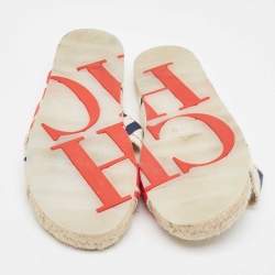 مملوكة مسبقًا CH Carolina Herrera Tricolor Canvas Crisscross Espadrille Slides Size 39