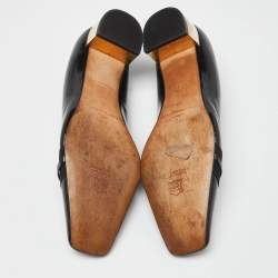 Pre Owned CH Carolina Herrera Black Suede & Leather Block Heel Loafer Pumps Size 38
